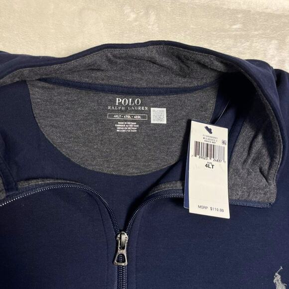 NWT Ralph Lauren Polo Pullover Men's 4XLT Dark Blue 1/4 Zip Soft Stretch Sweater - Picture 3 of 10